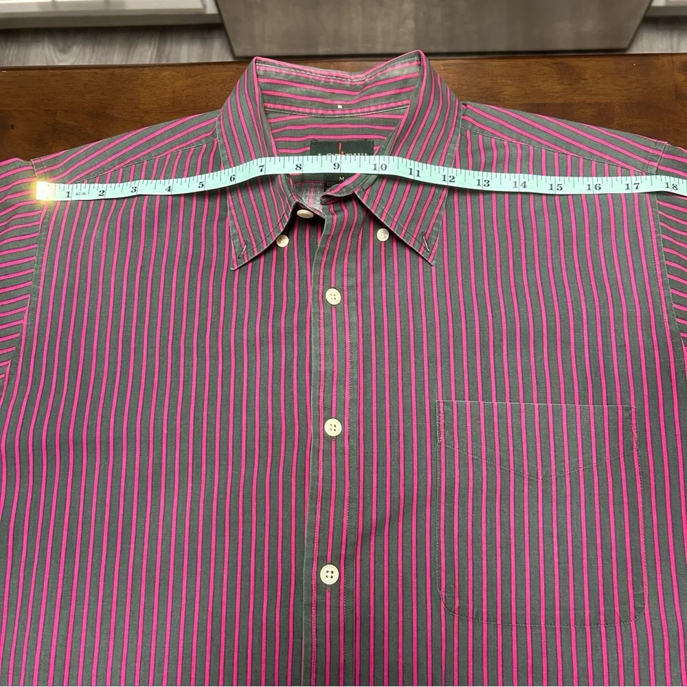 J. Crew Always Striped Short Sleeve Button down Shirt in Pink Green Men’s Size M